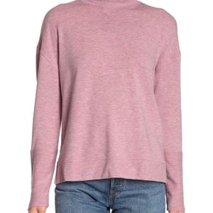 Cable & Gauge Long Sleeve,Mock Neck, Button Cuff Pink Pullover Large Swe…